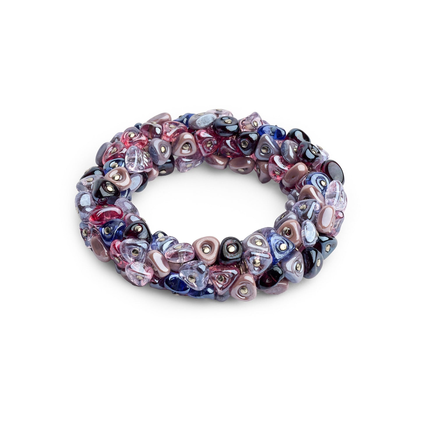 Multicolored beaded bracelet on a white background